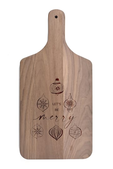 17&#x22; Let&#x27;s Be Merry Walnut Paddle Cutting Board